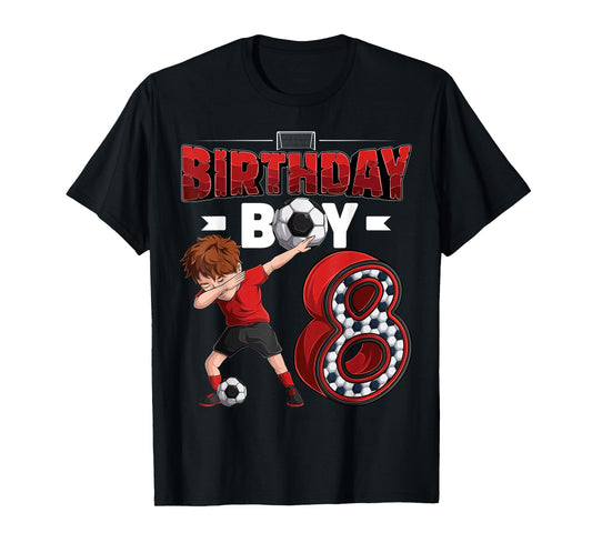 dabbing boy 8 year old Soccer Player 8th birthday party T-Shirt