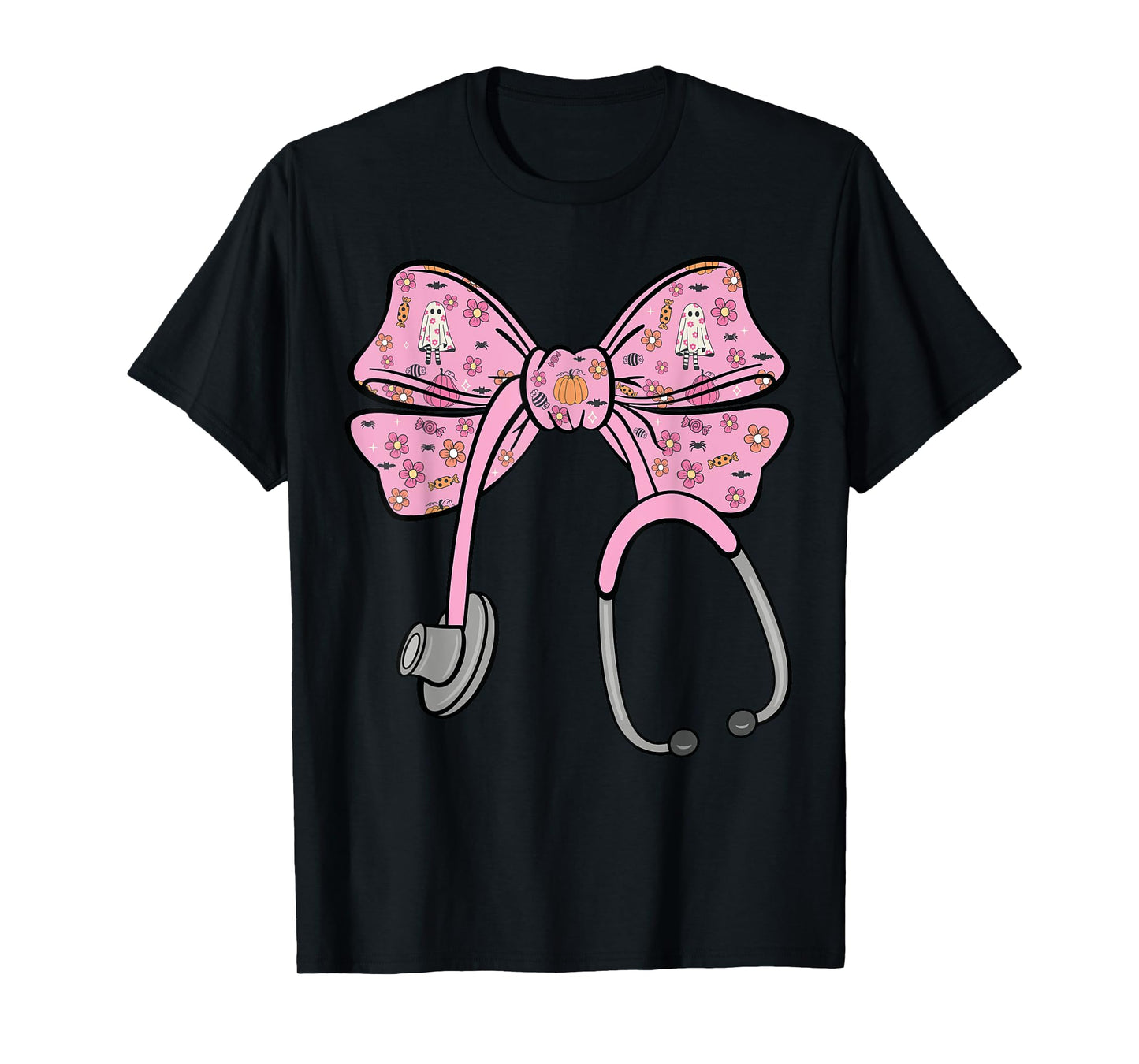 Cute Halloween Coquette Bow Stethoscope Cute Nurse T-Shirt
