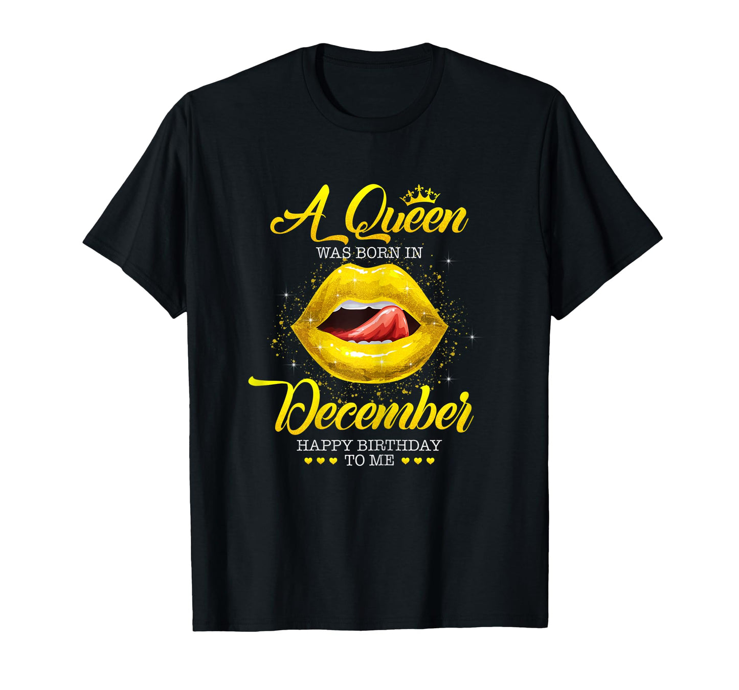 Womens A Queen Was Born in December Sexy Lips Womens Birthday T-Shirt