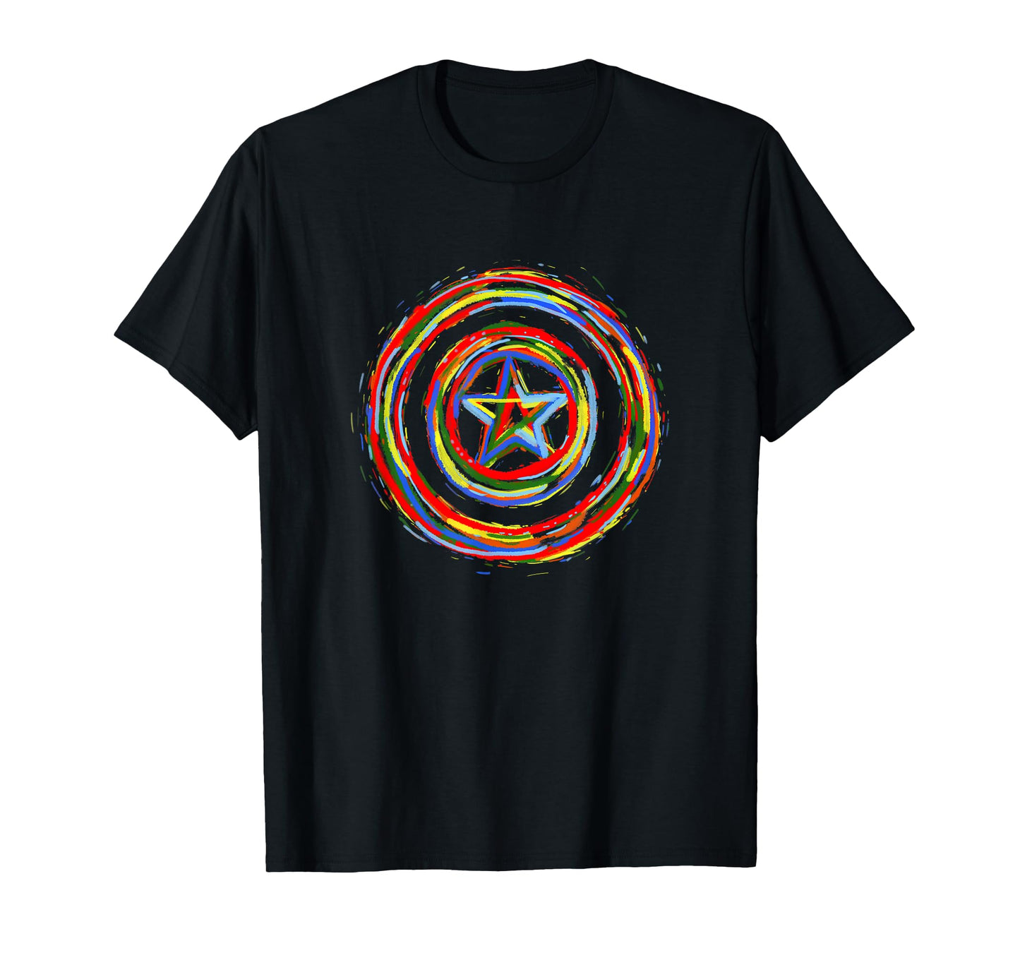 Marvel Comics Classic Captain America Rainbow Paint Shield T-Shirt