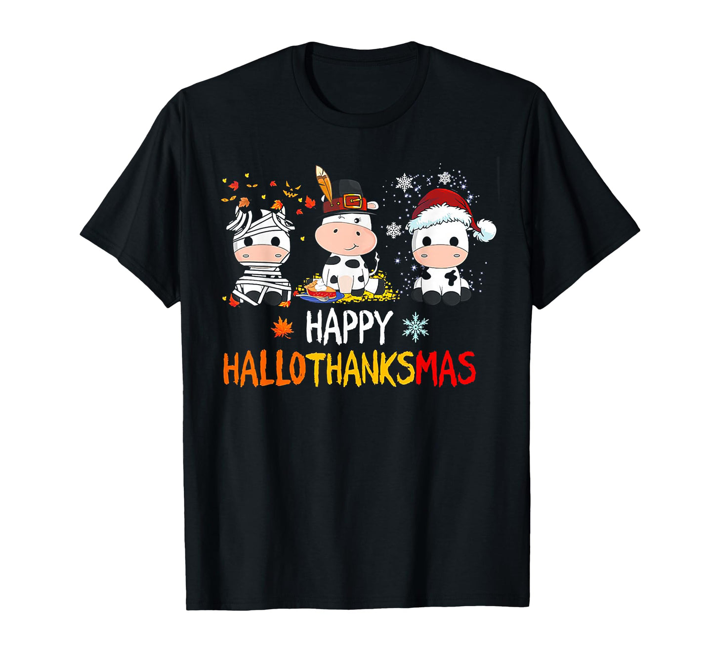 Cow Halloween - Happy HalloThanksMas T-Shirt