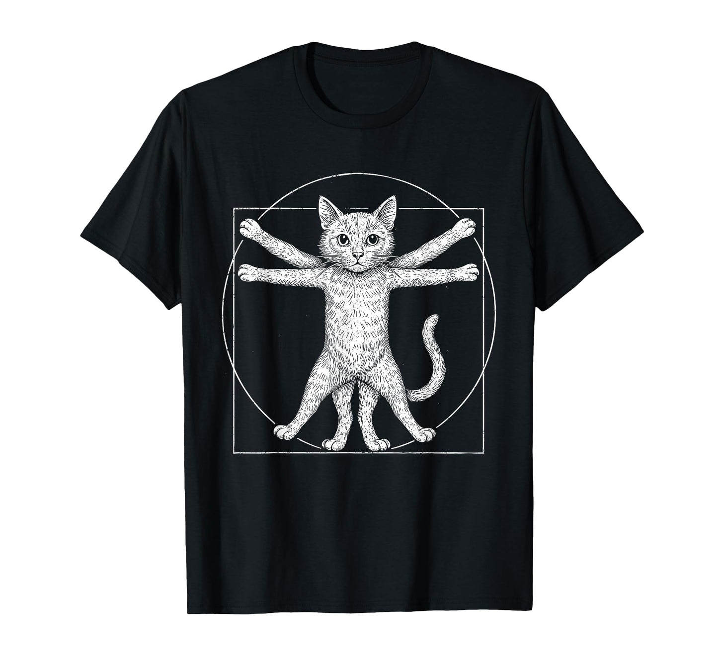 Cat Vitruvian Man Da Vinci Cat Lover Cat Mom Cat Dad Kitty T-Shirt