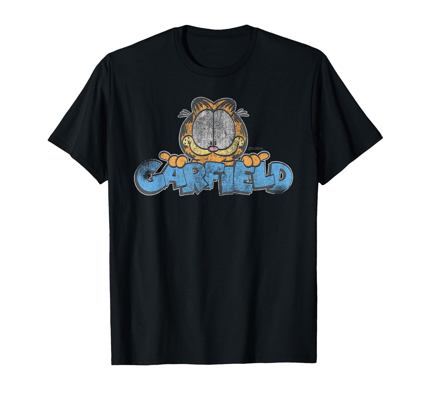 Garfield Distressed Garfield Face with Logo Cartoon Cat T-Shirt