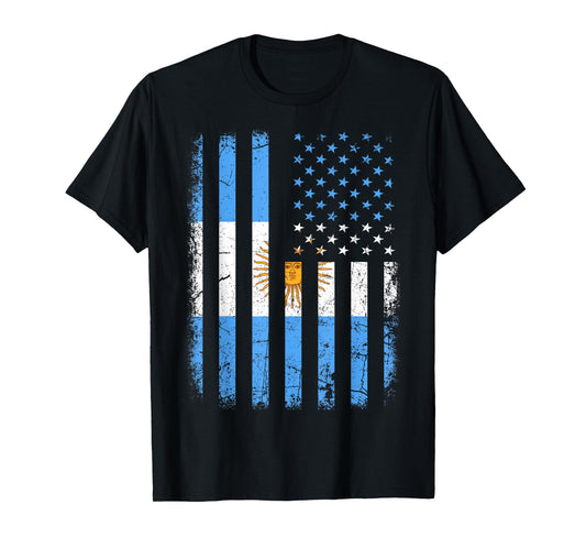 Argentinian American Flag Argentinian Roots Argentina Gift T-Shirt Small