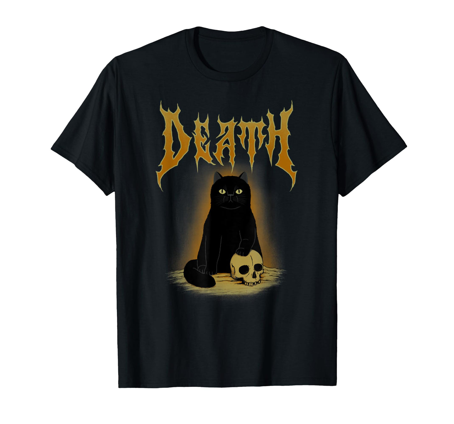 Vintage Death Metal Black Cat Skull Music Heavy Metal T-Shirt