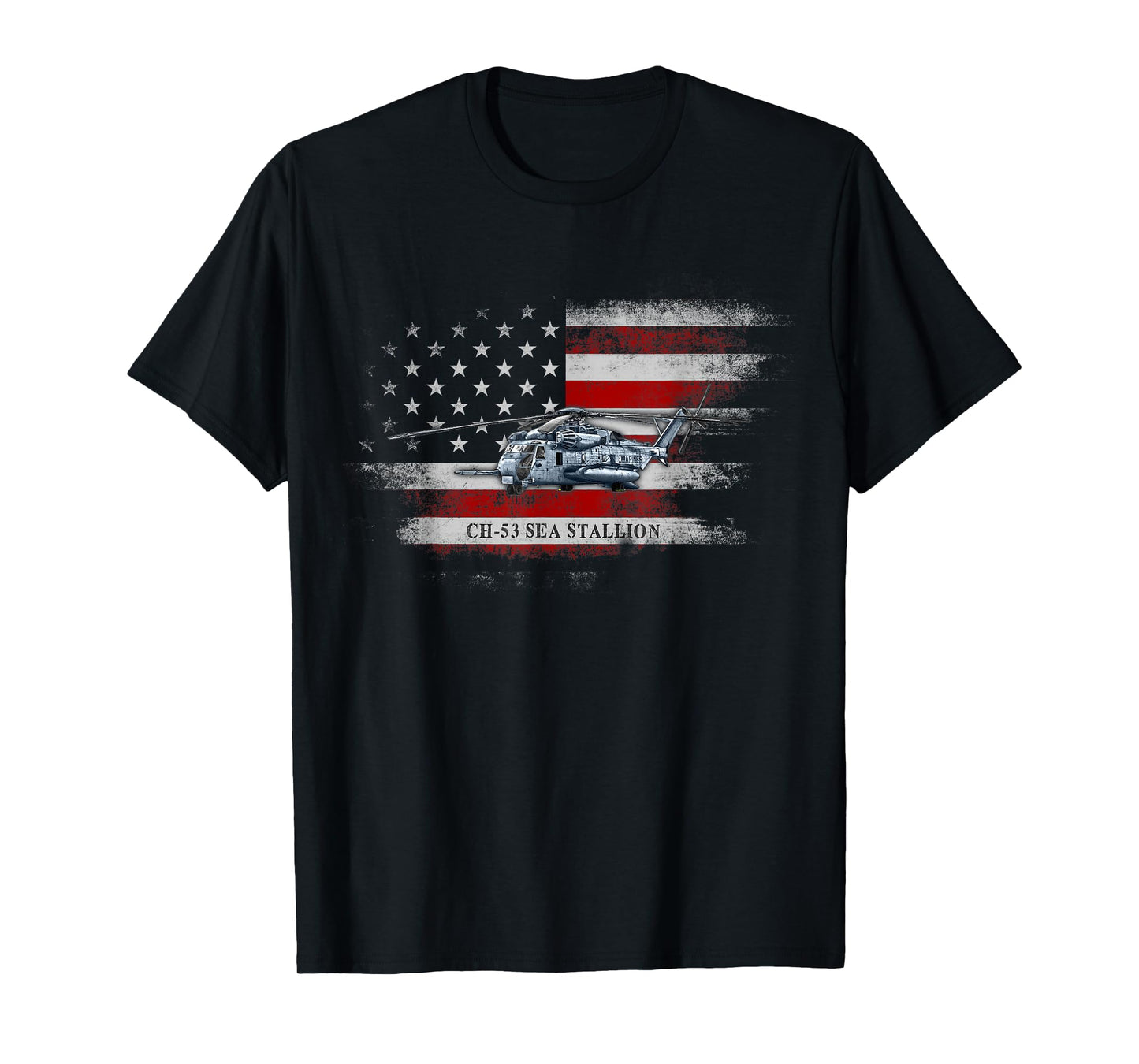 CH-53 Sea Stallion Helicopter USA Flag Helicopter Pilot Mens T-Shirt