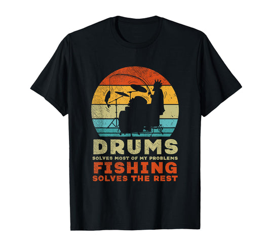 Fishing Drumming Fisherman Angler Drummer Percussion T-Shirt