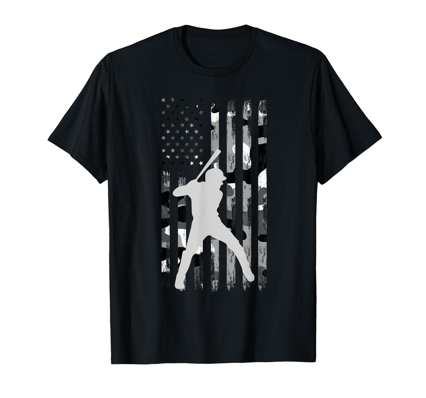 Baseball Player American Flag USA Camo Patriotic Graphic T-Shirt
