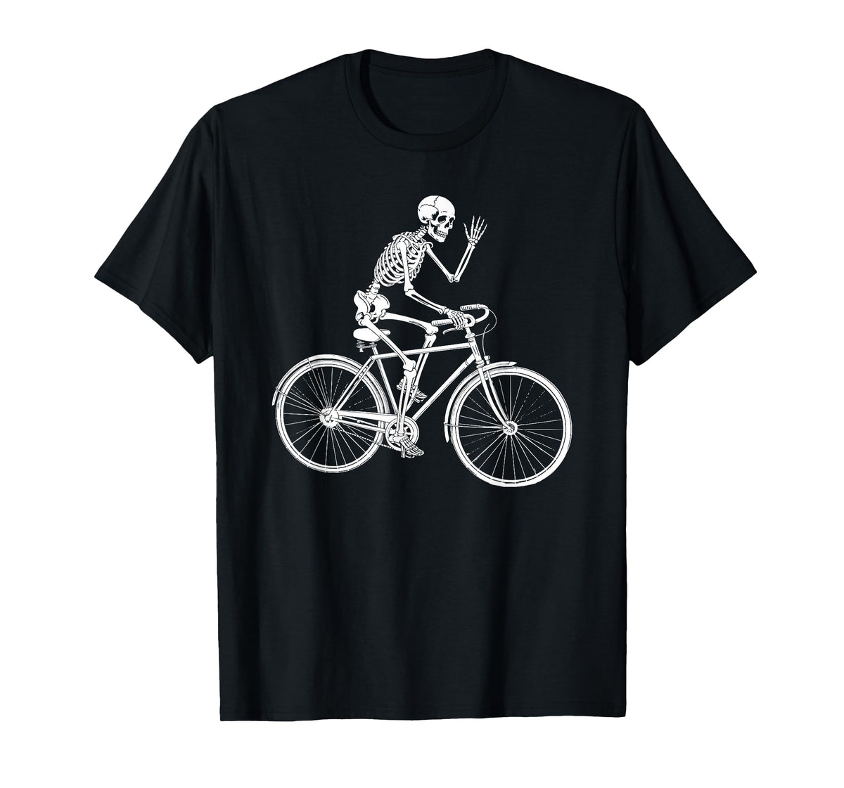 Skeleton Cyclist Waving Bike Rider Halloween T-Shirt