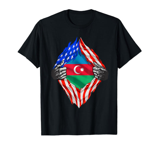 Azerbaijan Shirt USA Azerbaijan Flag Azerbaijani Roots T-Shirt