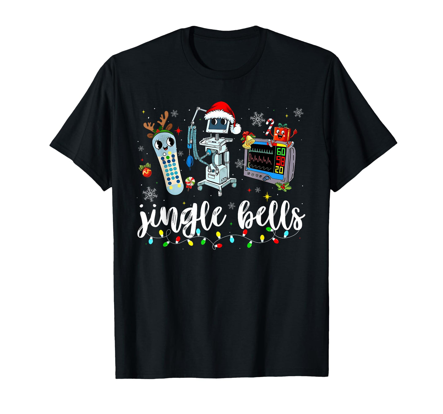 Christmas ER Nurse Jingle Bells Xmas Lights Holiday Pajamas T-Shirt