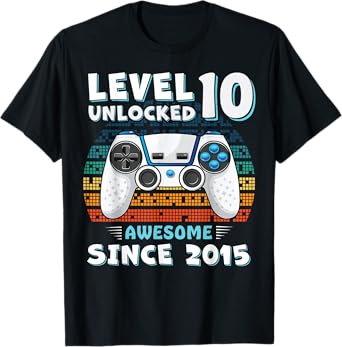 10 Year Old BDay Decorations Son Boy 10yr 2015 10th Birthday T-Shirt