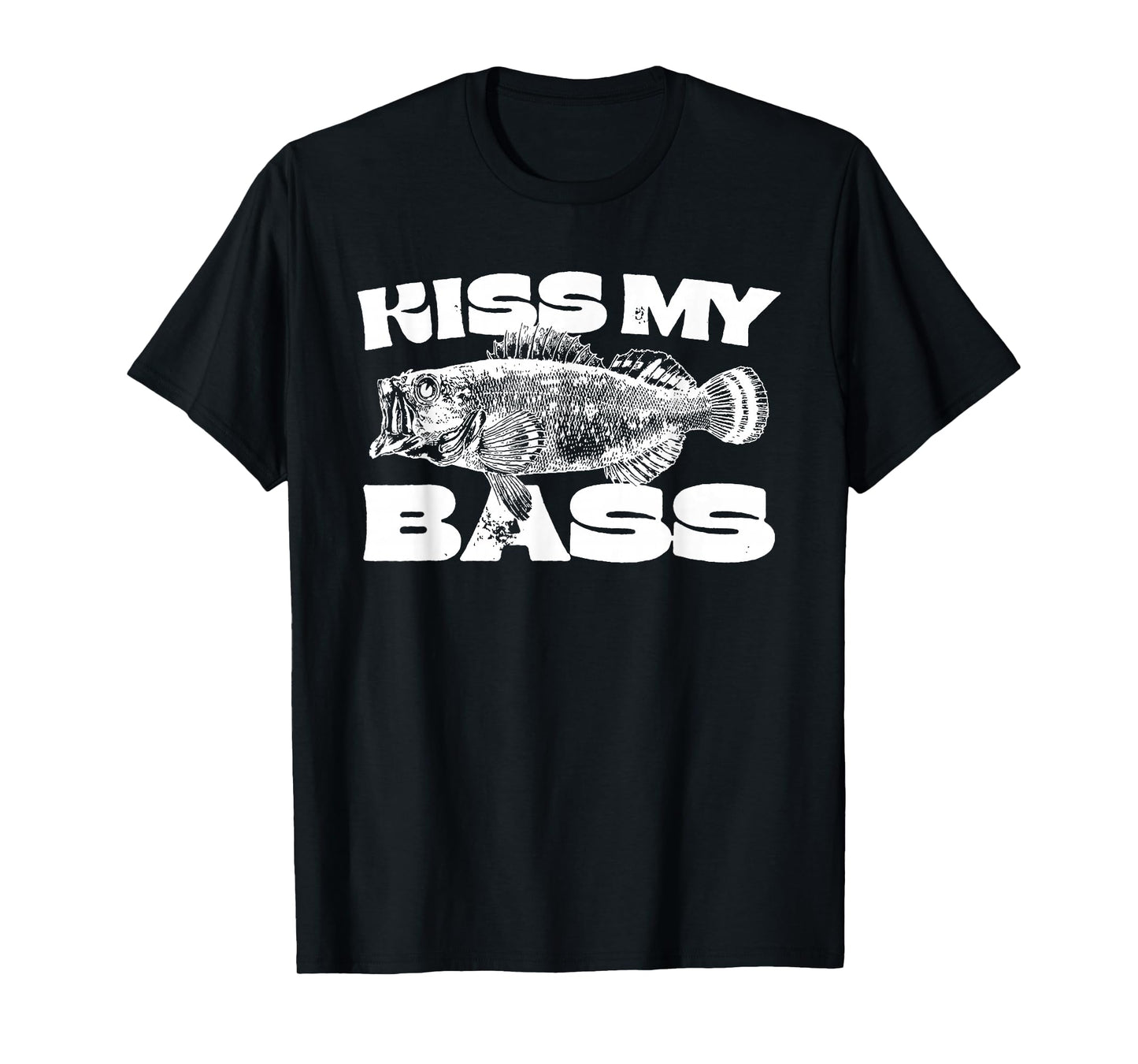 Funny Kiss My-Bass Fishing Lover Bass Fisher Womens Mens T-Shirt