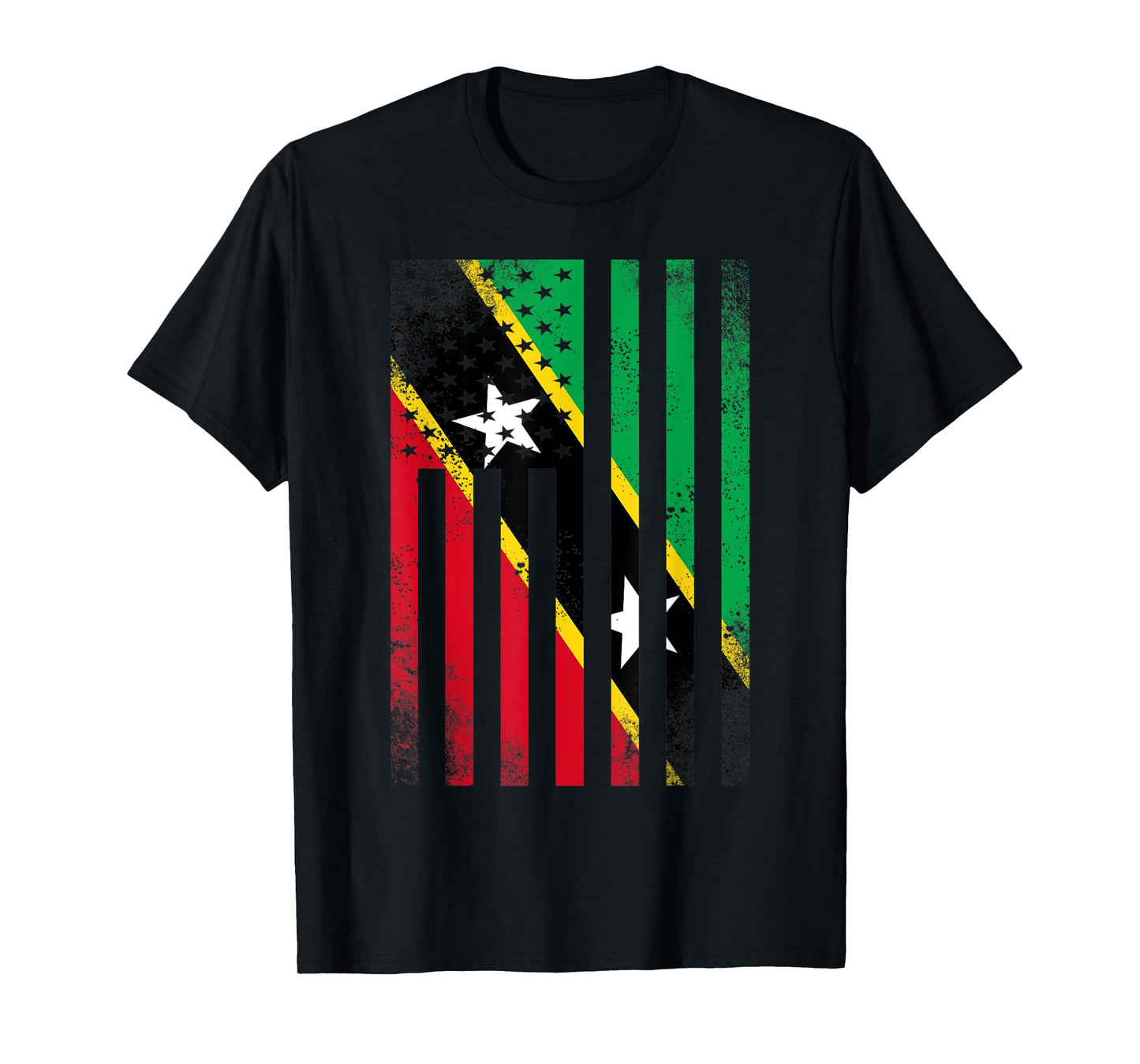 Half Kittian Nevisian Flag Vintage American Inside Me USA T-Shirt