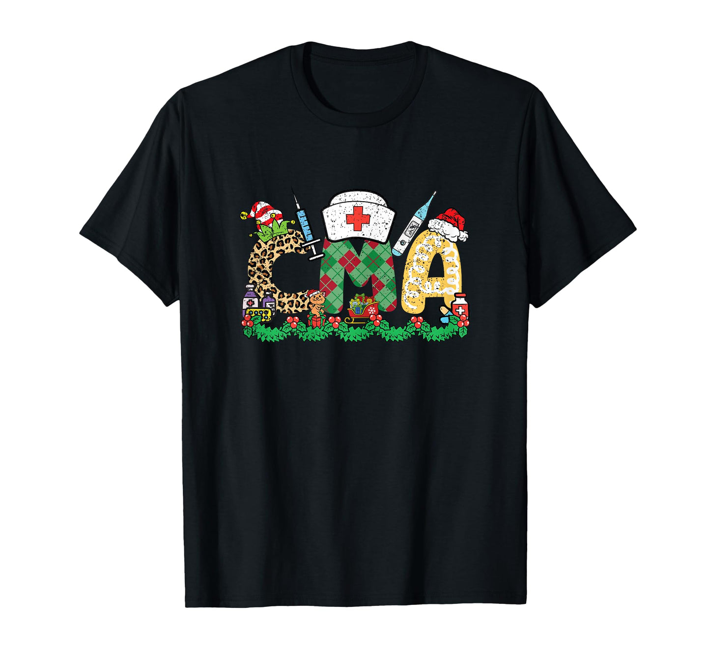 CMA Christmas Pajama X-Mas Certified Medical Assistant T-Shirt