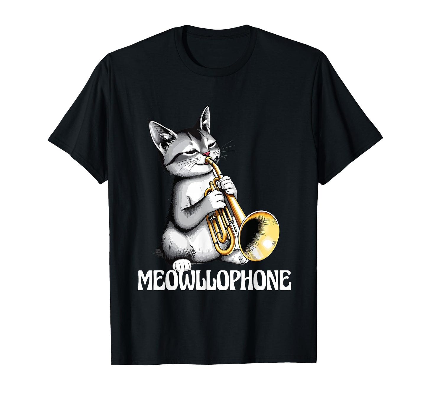 Meowllophone Funny Cat Musical Instrument Player Mellophone T-Shirt