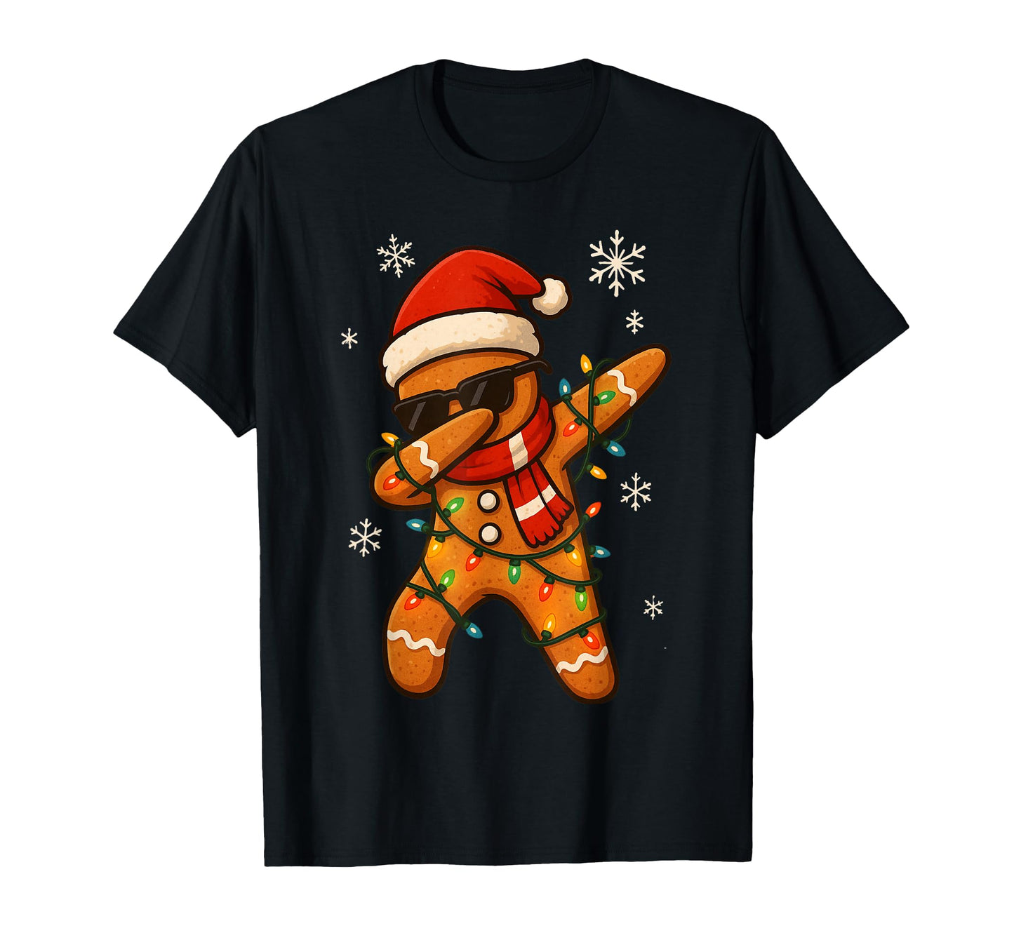 Dabbing Gingerbread Christmas Light Funny Xmas Dab Men Boys T-Shirt
