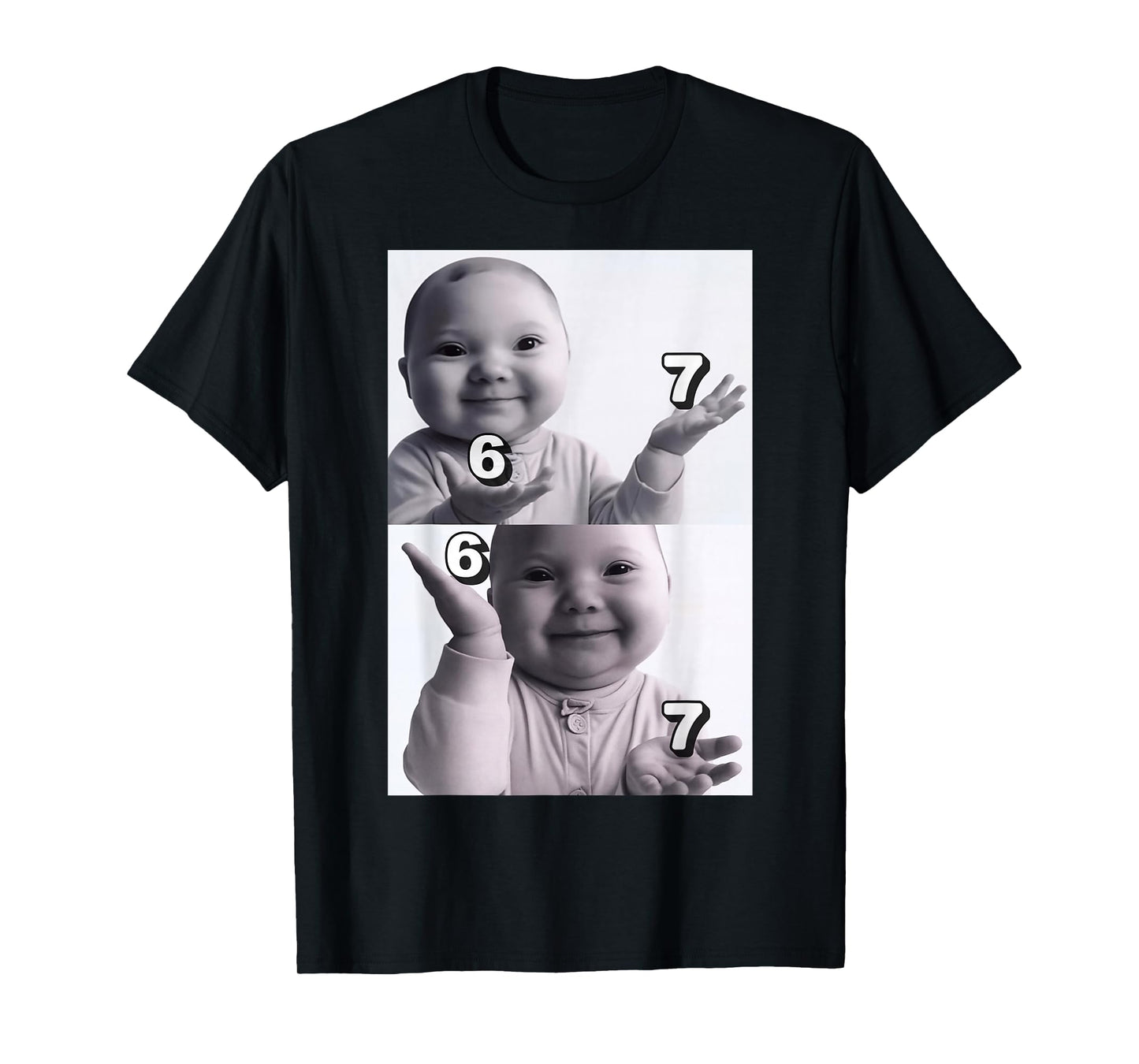 Funny gen z Brainrot ai Laughing Niche Baby Six Seven Meme T-Shirt