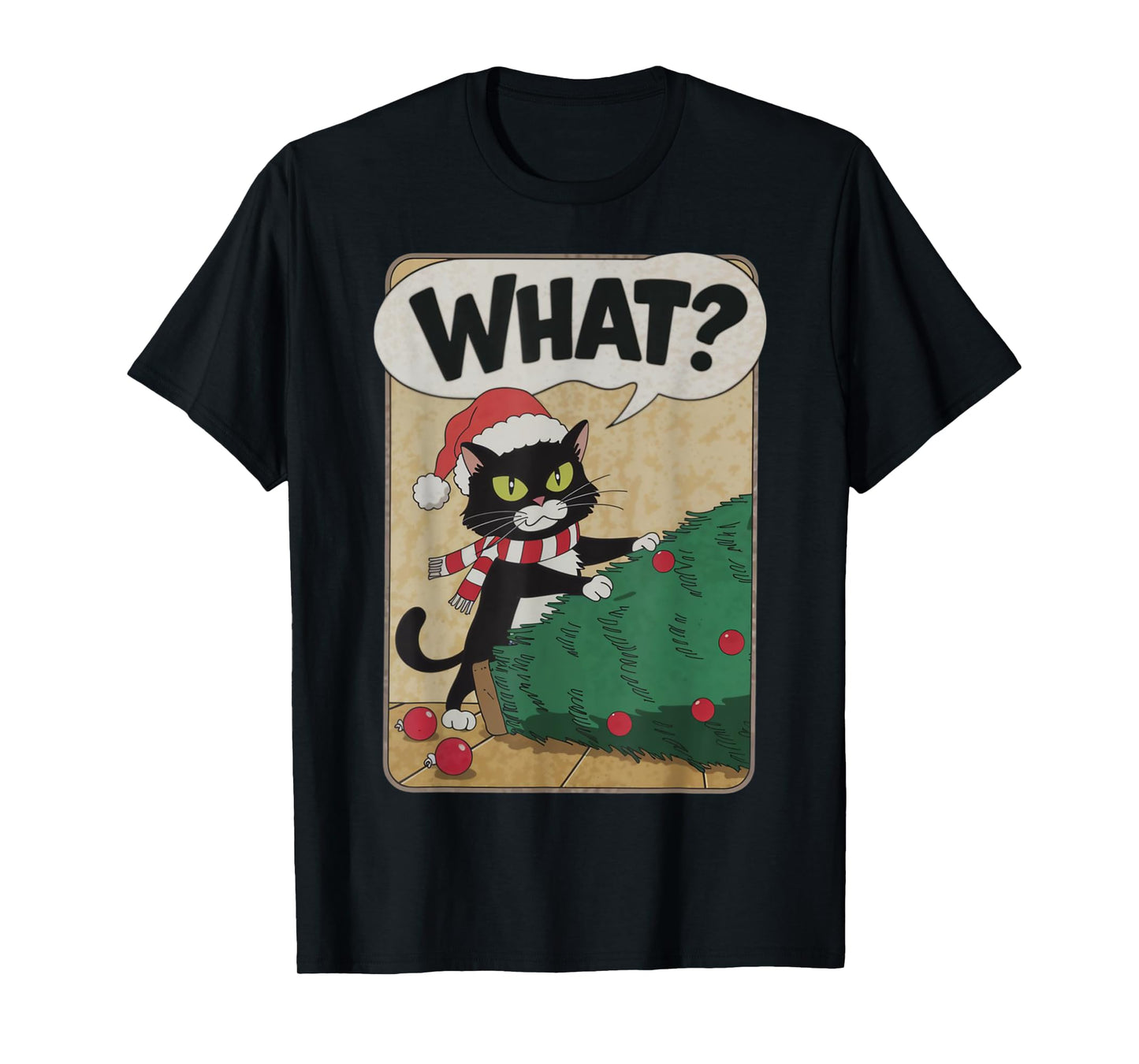 Funny Christmas Cat Christmas Tree Meowy Christmas T-Shirt