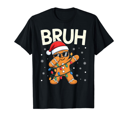 Bruh Christmas Gingerbread Boys Teens Kids Xmas Pajamas T-Shirt