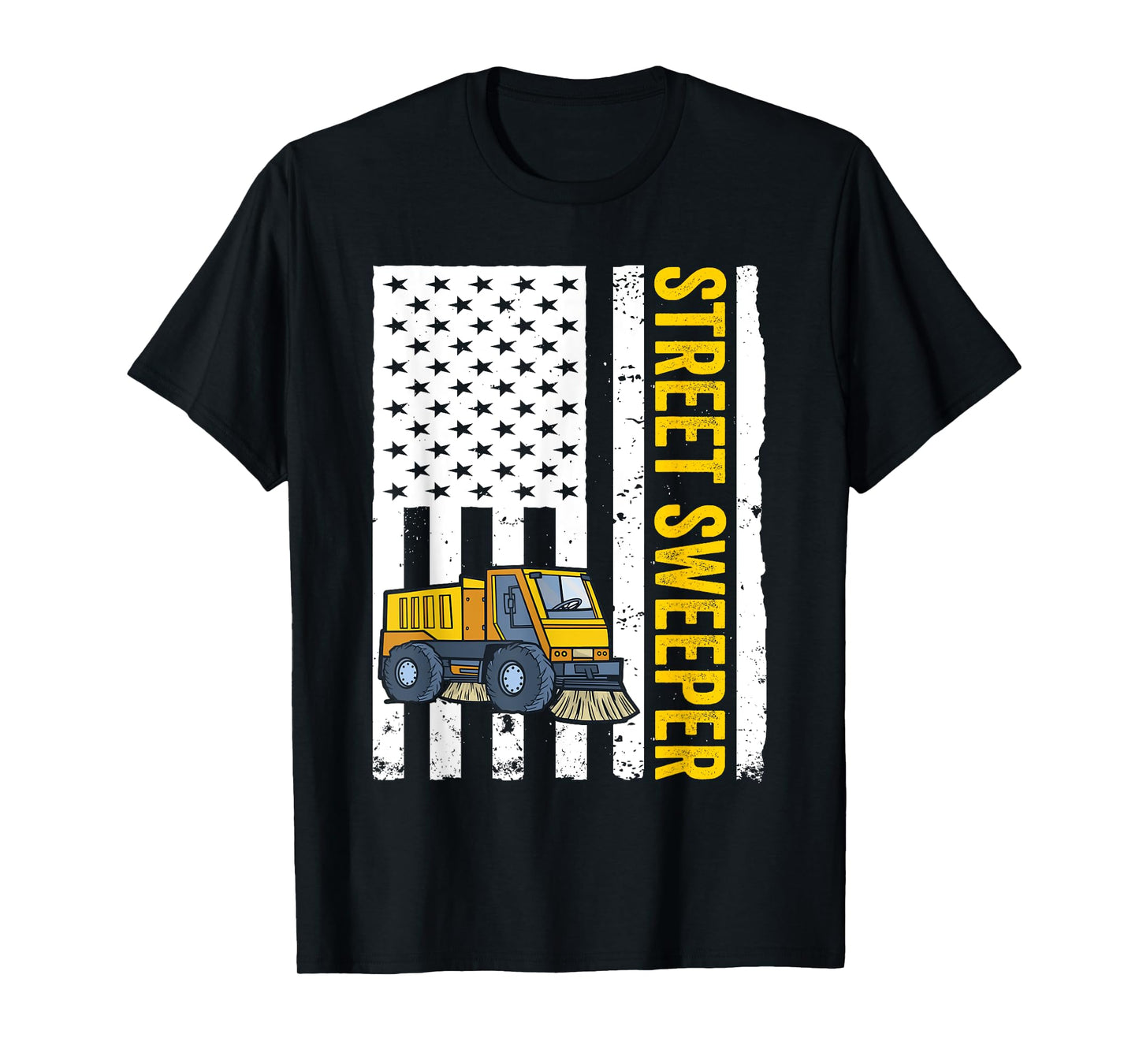 Street Sweeper Truck USA Flag Street Sweeper Women Men T-Shirt
