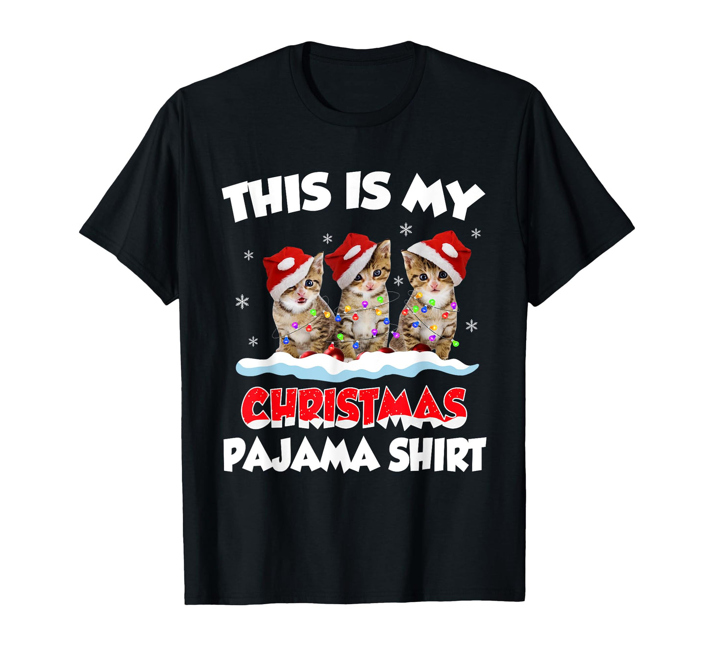 This Is My Christmas Pajama Shirt Cat Lover Funny Christmas T-Shirt