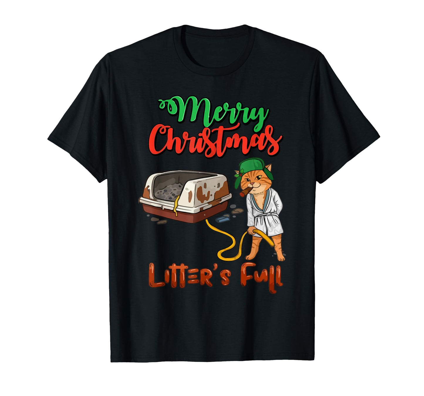 Litter's Full Merry Christmas Funny Cat Lovers Holidays Xmas T-Shirt