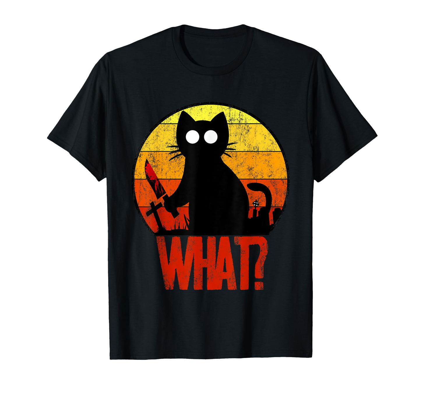Murderous Black Psycho Cute Cat What Knife Christmas Gift T-Shirt for Men Women