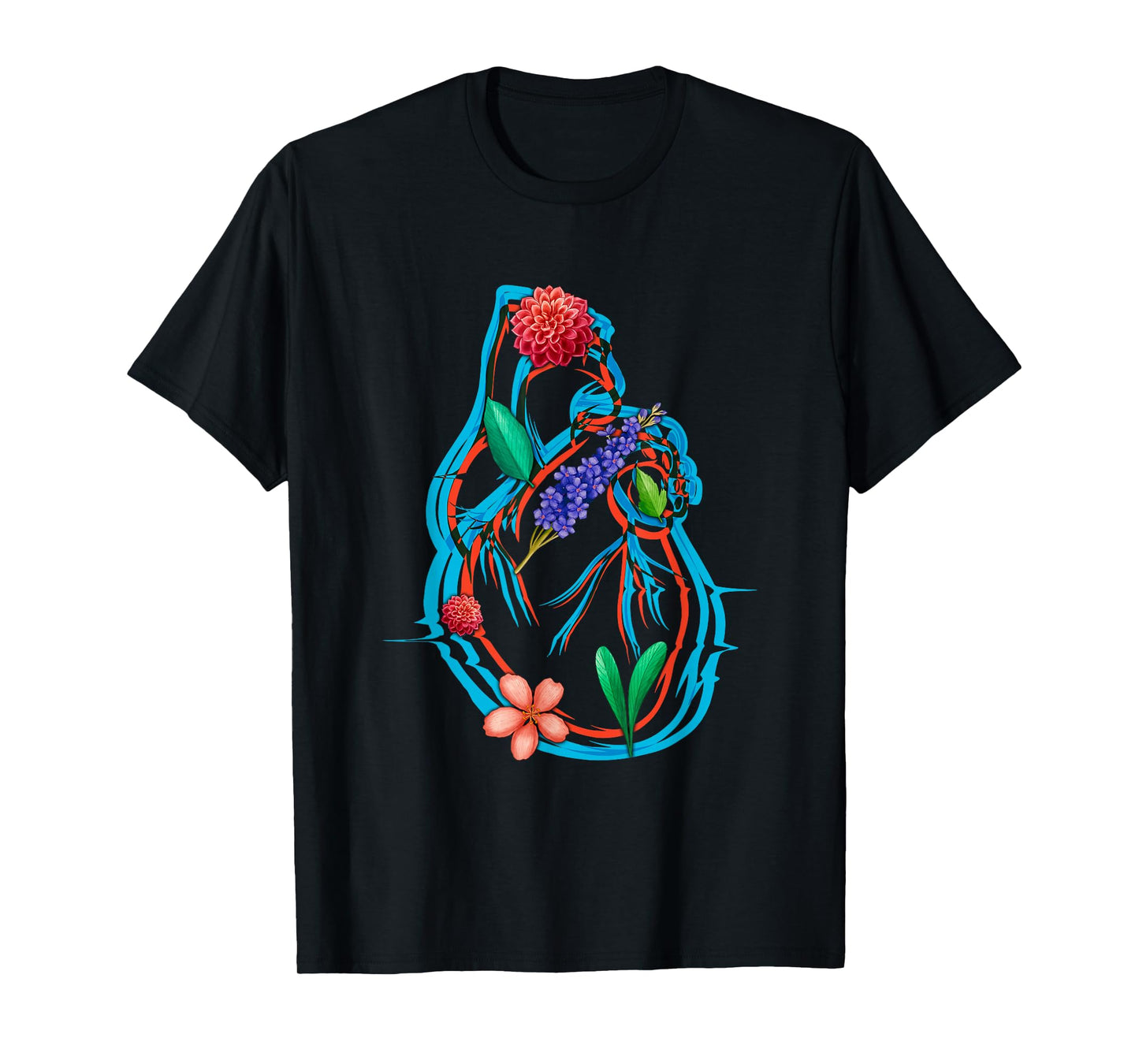 Anatomical Heart And Flowers Funny Men Women Cardiologist T-Shirt