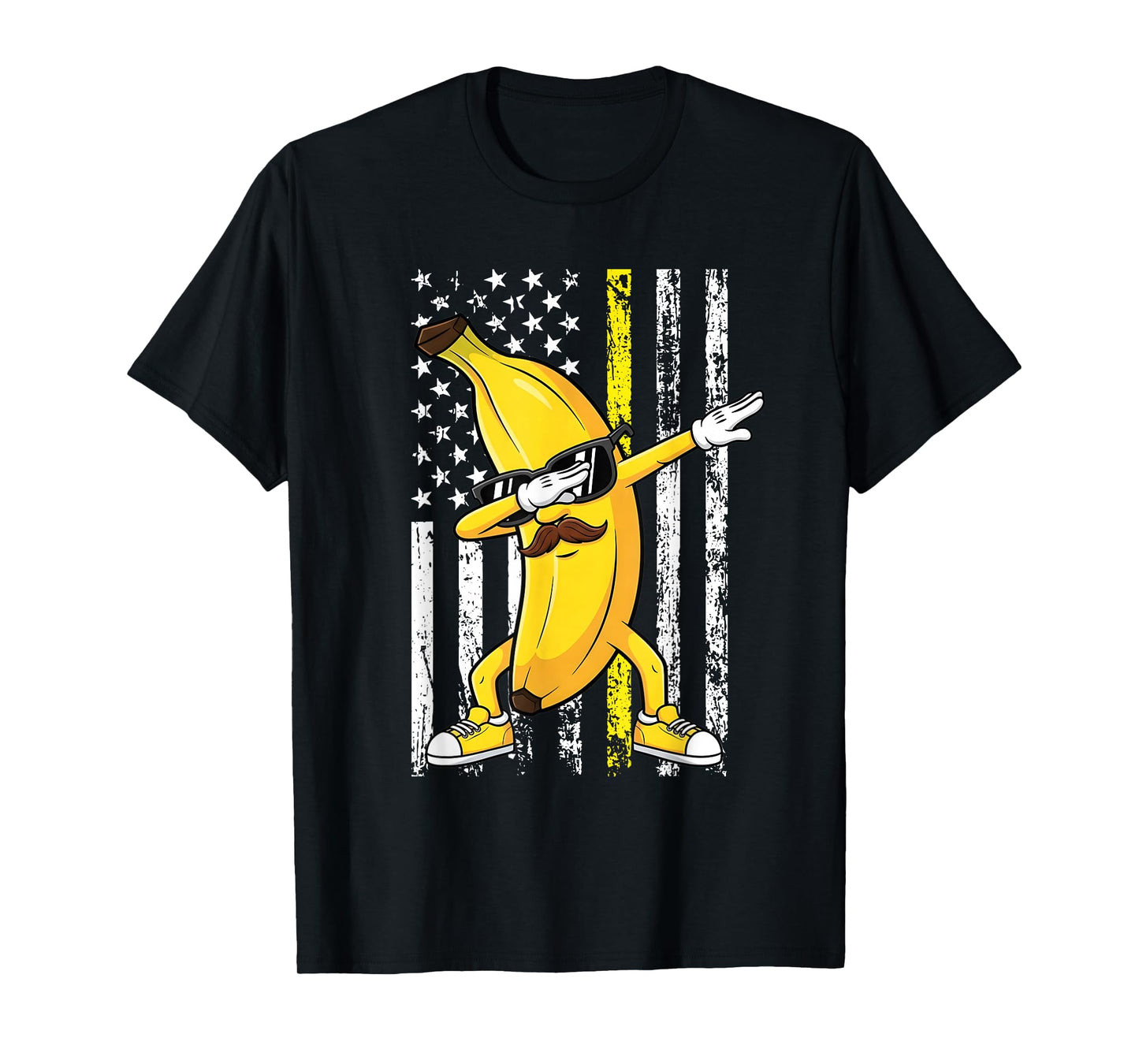 Funny Dabbing Banana Graphic Retro American Flag Boys Kids T-Shirt