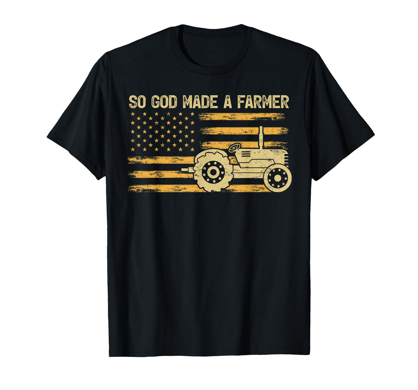 American Flag Tractor Retro So God Made A Farmer T-Shirt