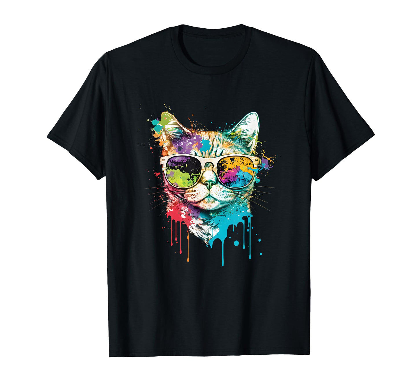Colorful Cool Cat Tee – Retro Sunglasses Streetwear Cat T-Shirt
