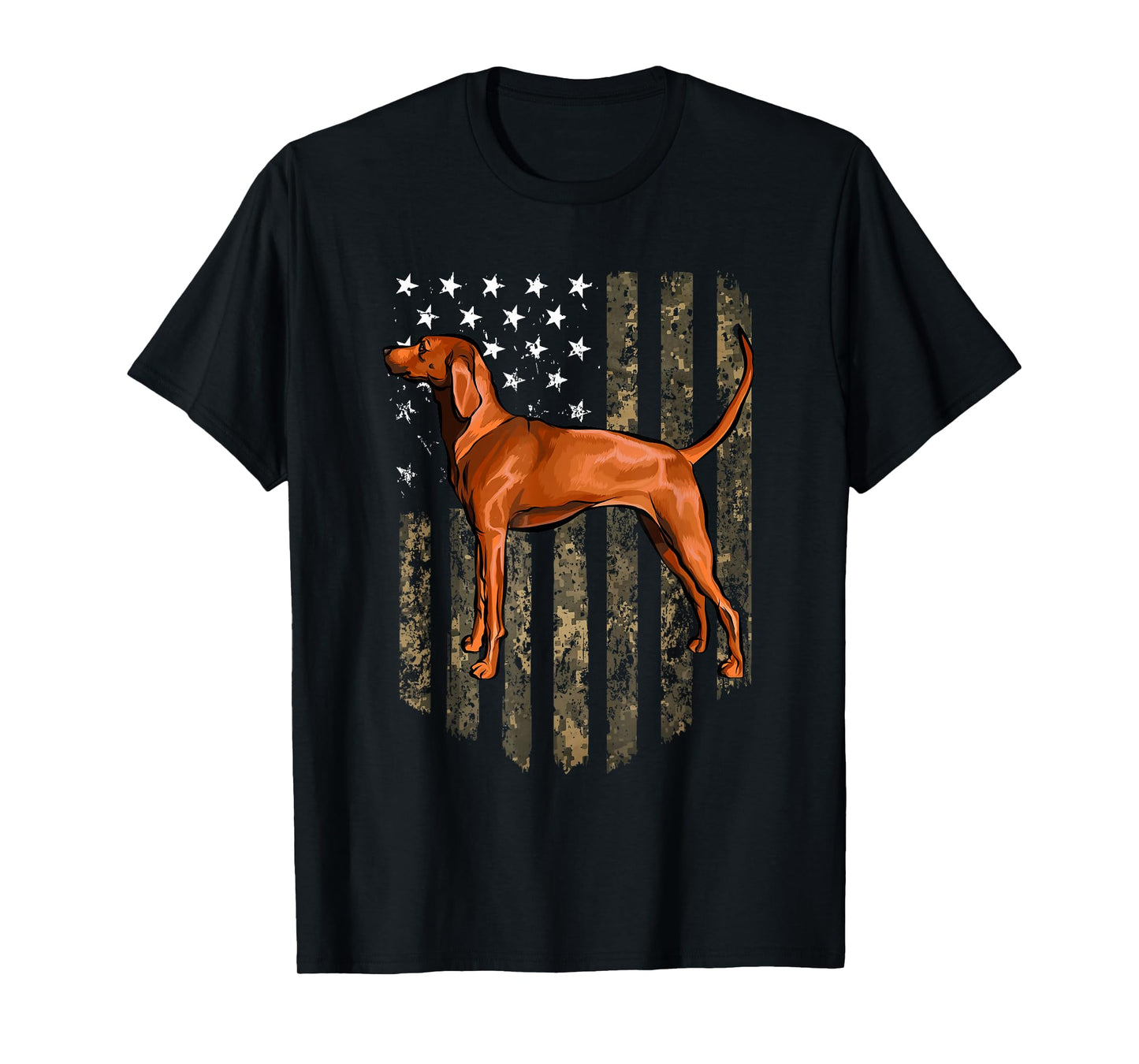 Camo American Flag Redbone Coonhound 4th of July USA T-Shirt