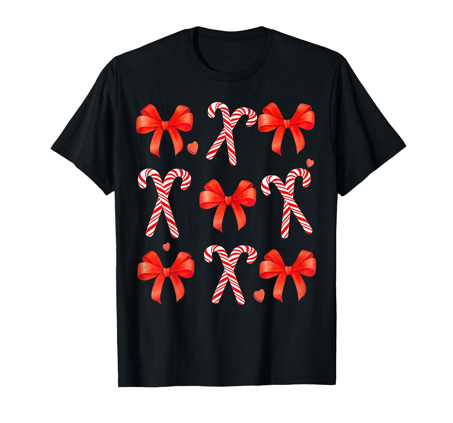 Candy Cane Crew Coquette Bow Christmas Xmas Family Matching T-Shirt