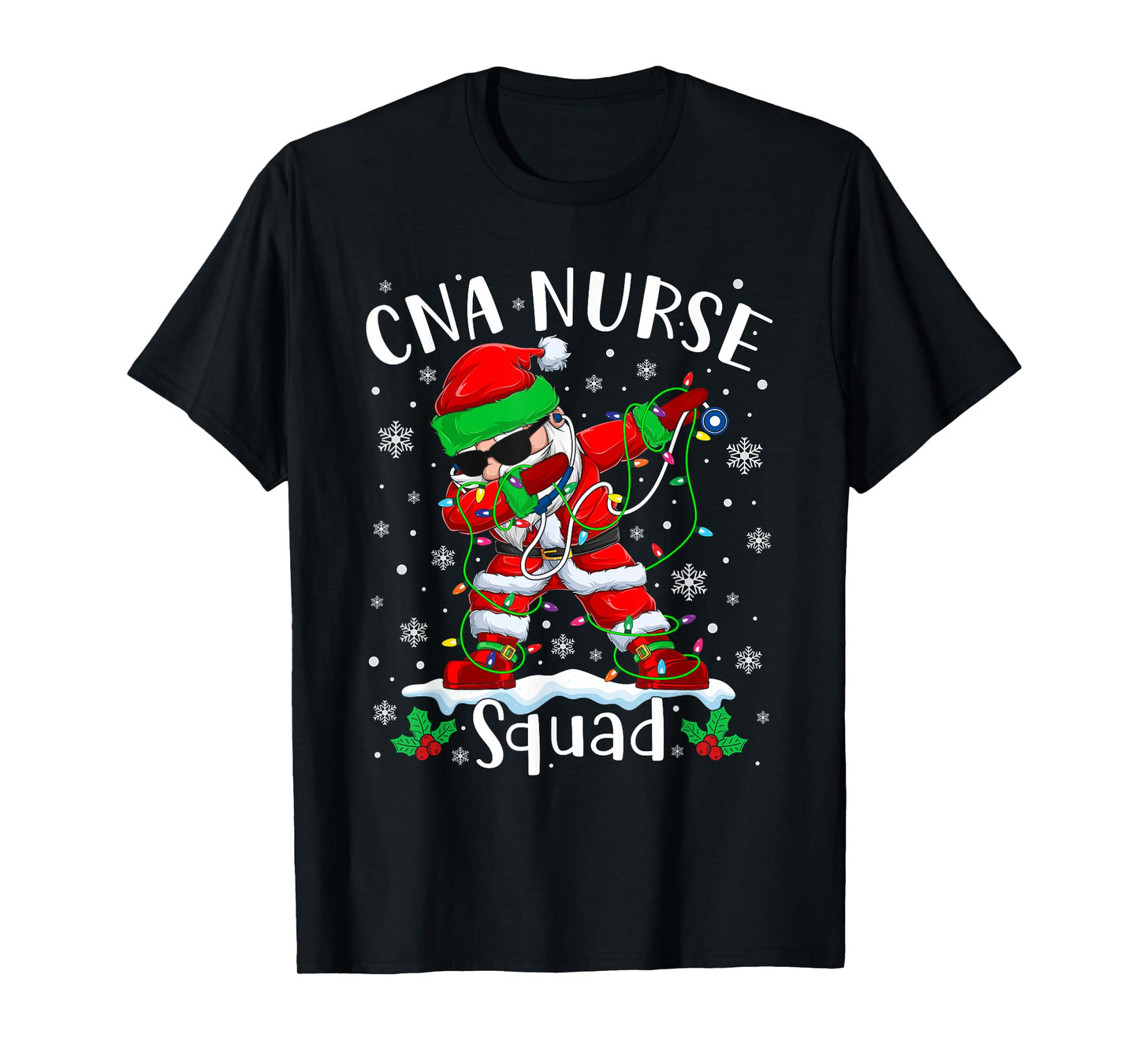 CNA Nurse Squad Christmas Dabbing Santa Nurse Xmas Pajama T-Shirt