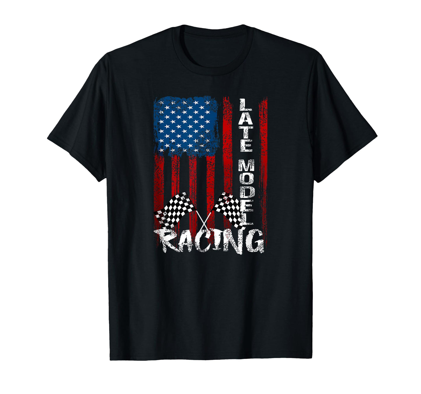Late Model Racing Dirt Track Race Car American Flag USA T-Shirt