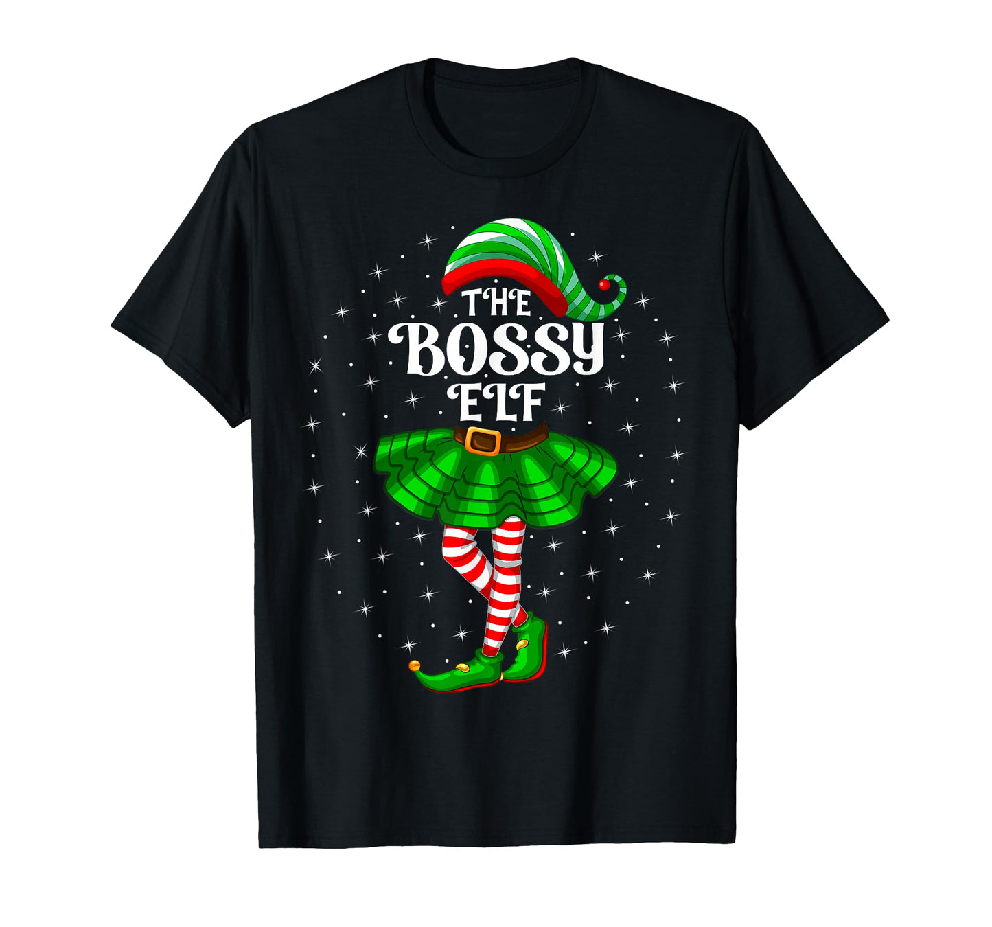 Bossy Elf Christmas Family Matching Women Girls Bossy Xmas T-Shirt