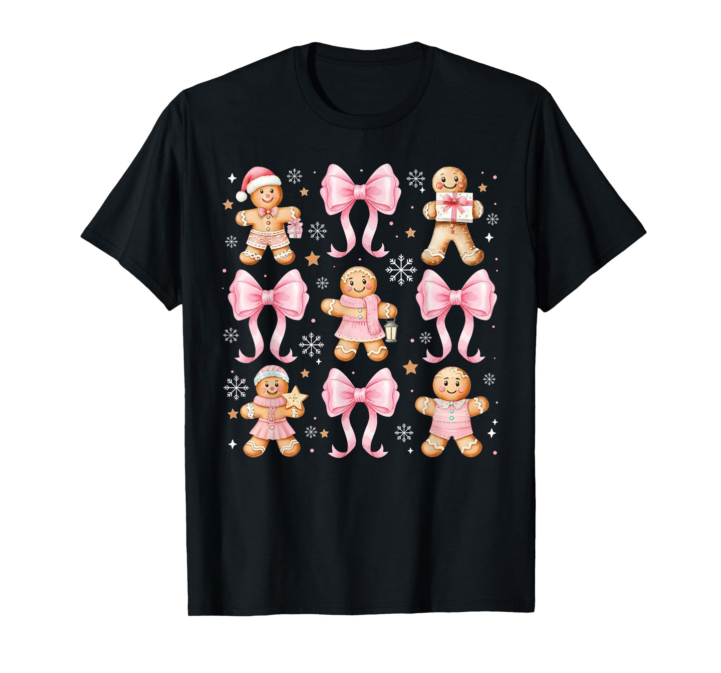 Coquette Bow Christmas Gingerbread Cookie Baking Girly Kids T-Shirt