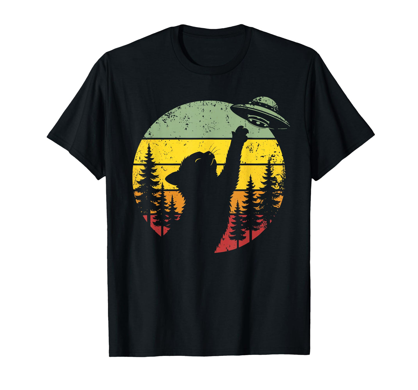 Cat UFO Shirt Alien Spaceship Funny Vintage Space Humor T-Shirt