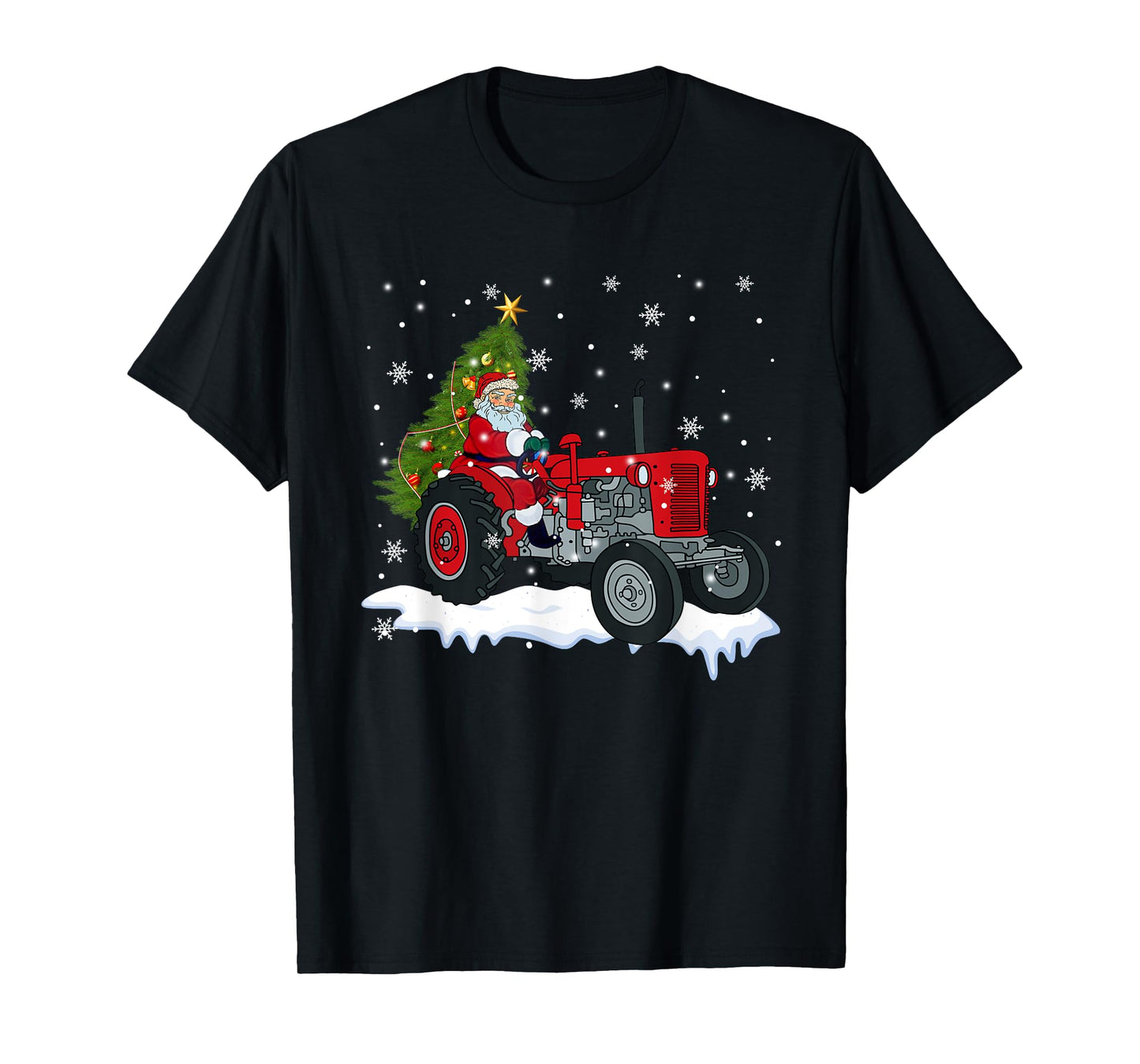 Christmas Santa Claus Riding Tractor Xmas Tree Tractor Lover T-Shirt