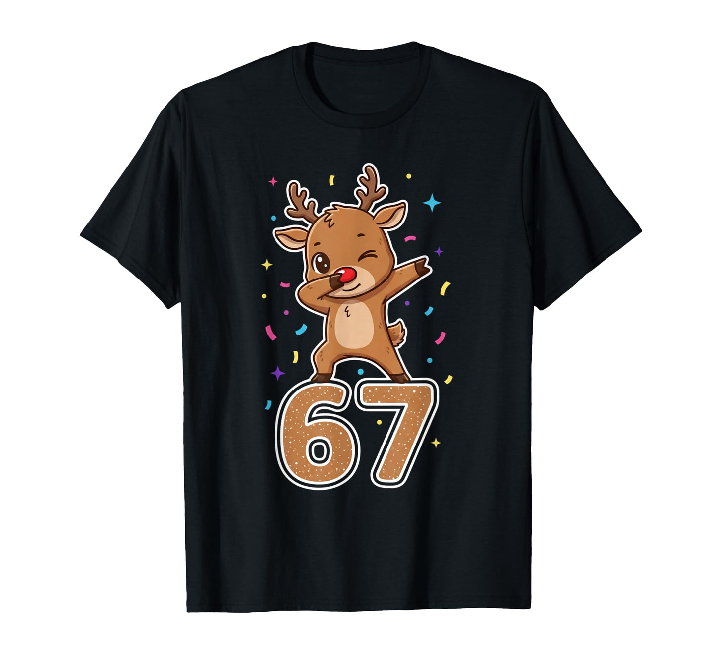 Dabbing 67 Reindeer 67 Funny Six Seven Meme Gen Z Slang T-Shirt