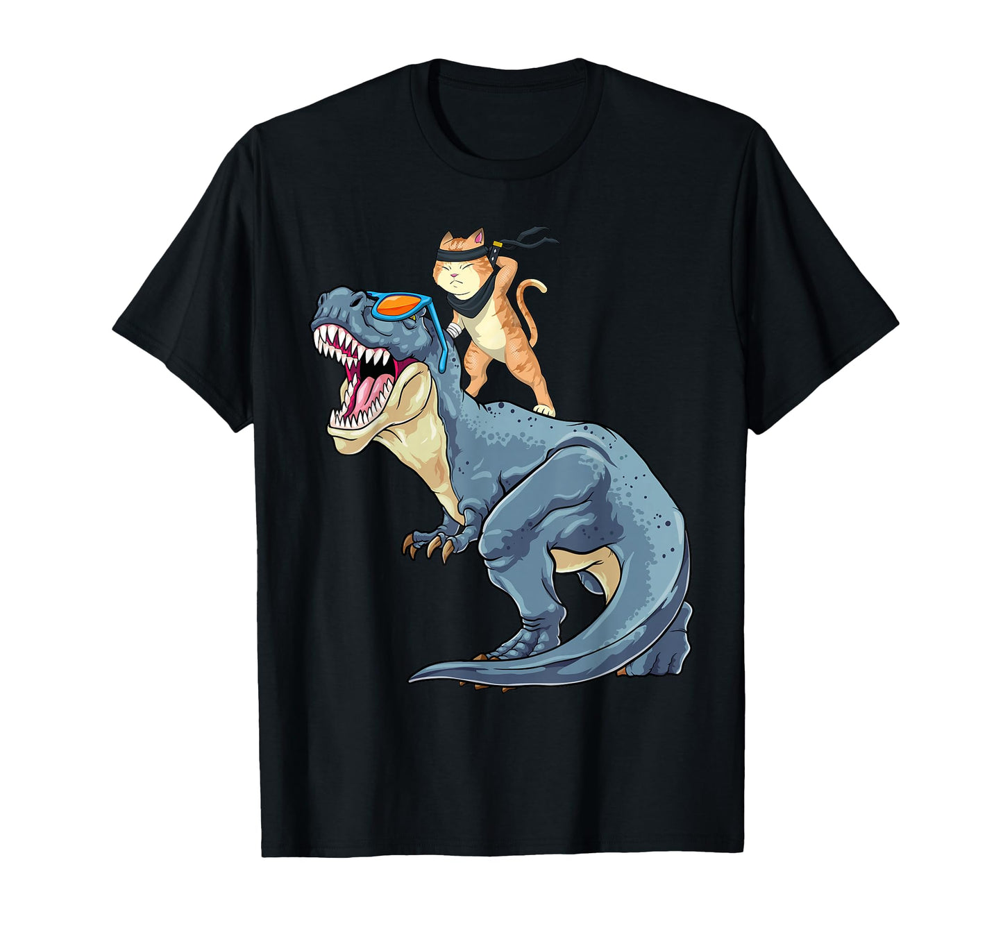 Samurai Cat Shirt - Retro Ninja Japanese Cat Dinosaur T-Rex T-Shirt