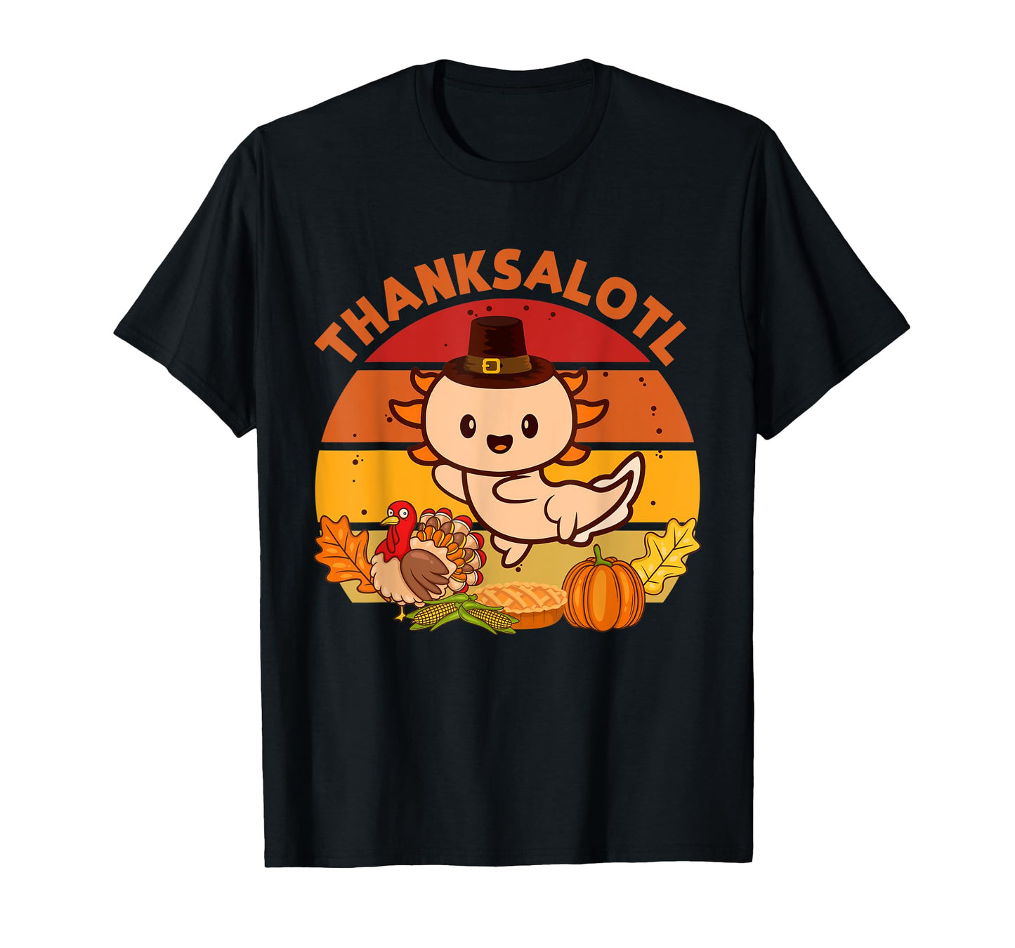 Thanksgiving Axolotl Thanksalotl Salamander Turkey T-Shirt