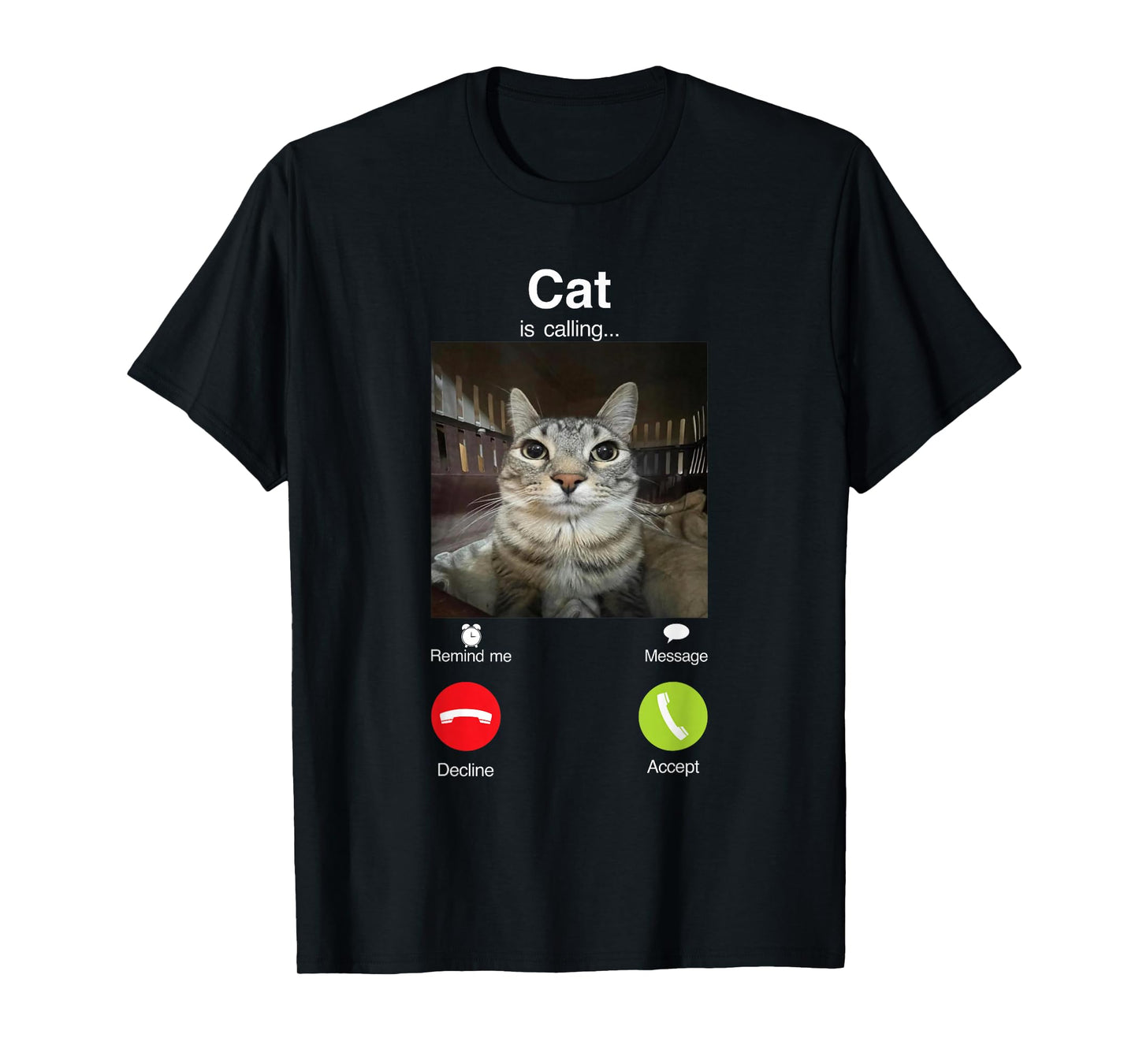 cat is calling funny staring cat meme calling meme funny cat T-Shirt
