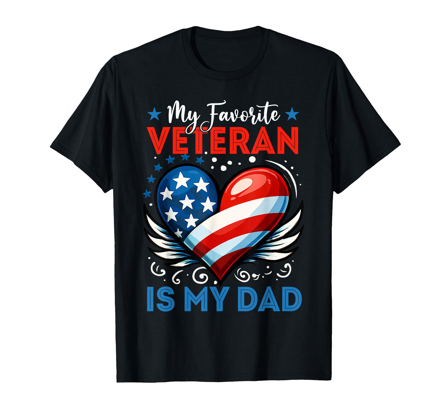 Dad Father's Day My Favorite Veteran is My Dad Heart Kids T-Shirt