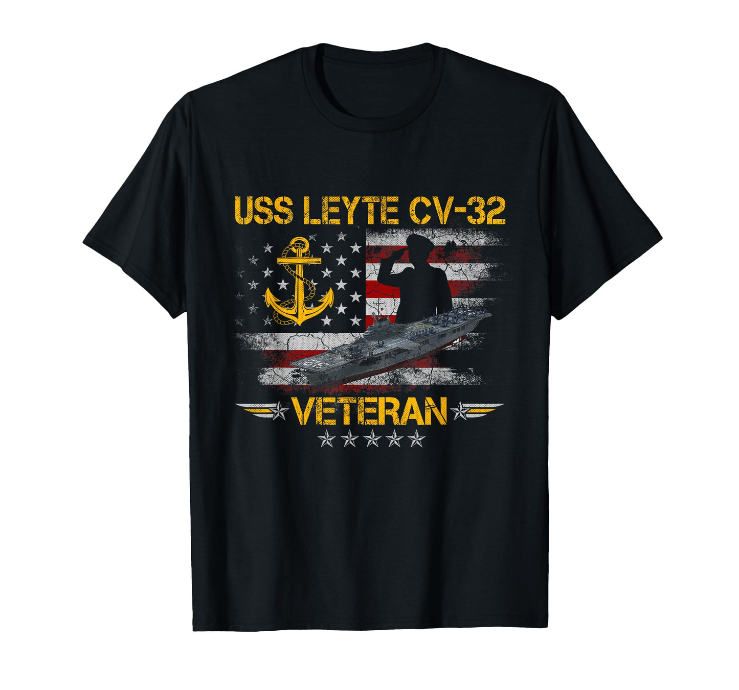 USS Leyte CV-32 Aircraft Carrier Veteran Flag Veterans Day T-Shirt