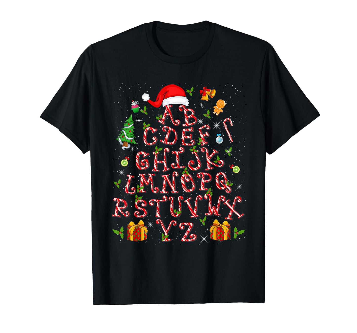 Christmas Tree Alphabet Candy Cane Xmas Holiday Teacher T-Shirt
