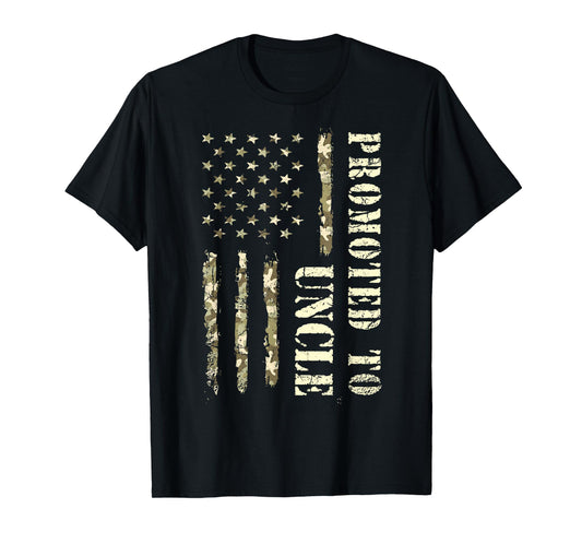 Promoted To Uncle, First Time Uncle American Flag Patriotic T-Shirt