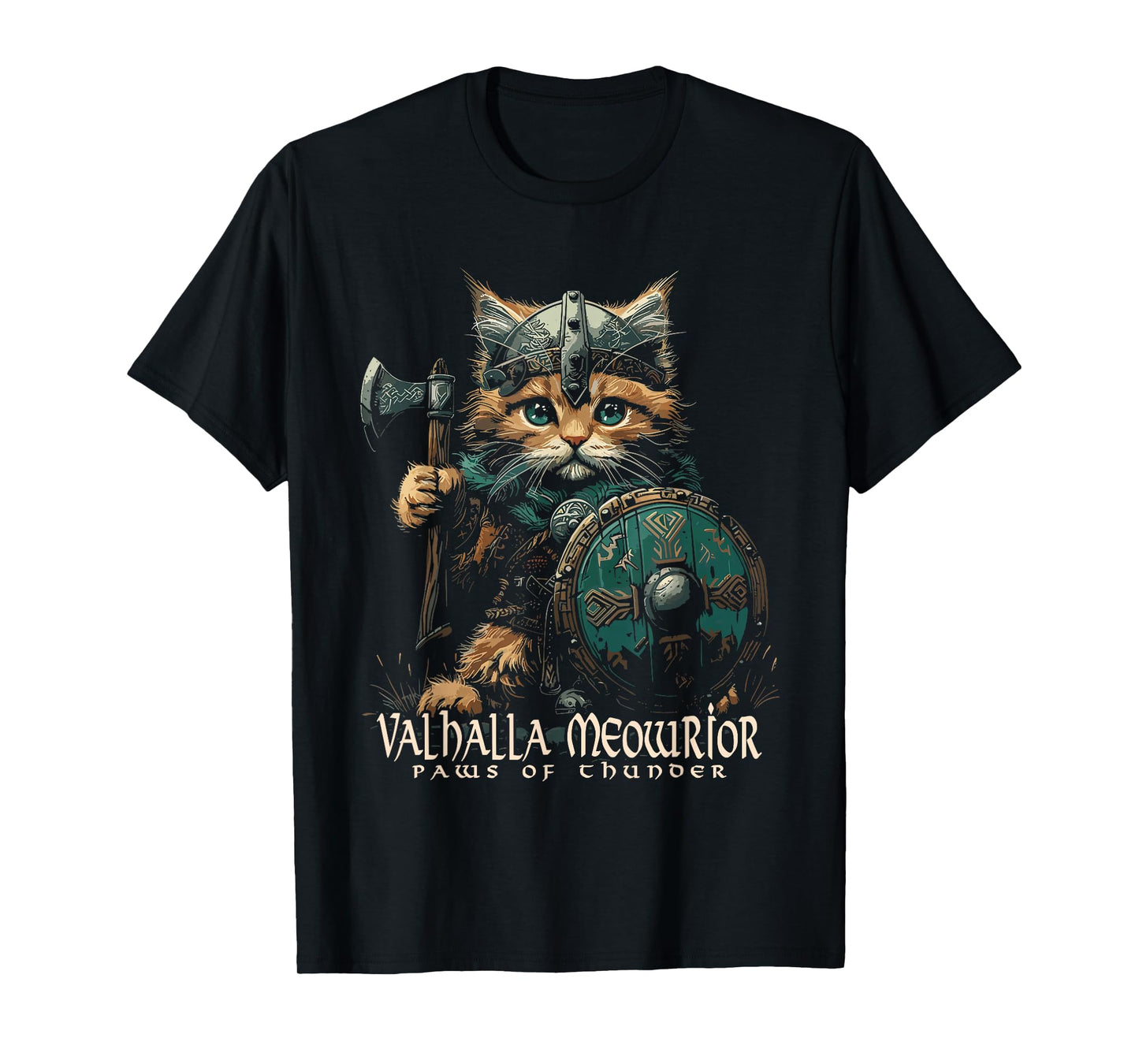 Nordic Norse Valhalla Viking Cat Warrior for Women Men Kids T-Shirt