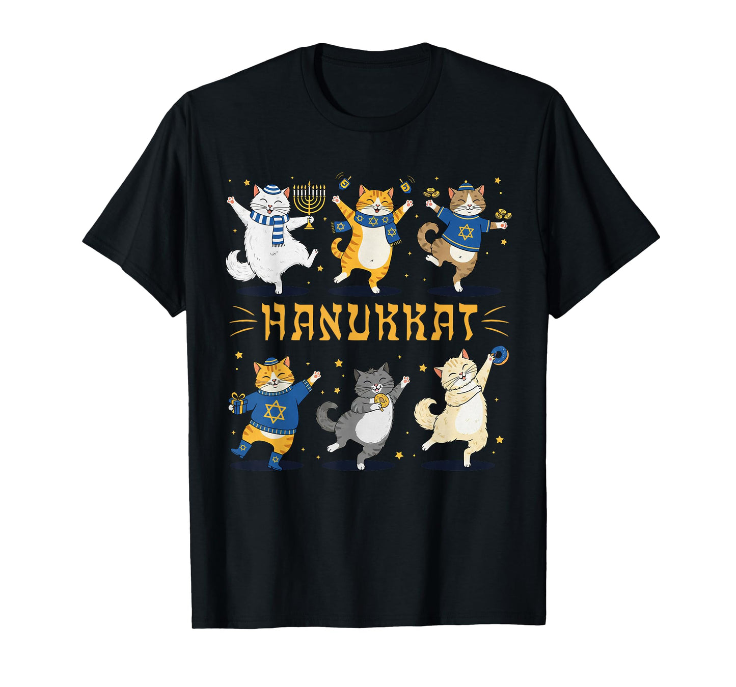 Hanukkat Meowzel Tov Hannukkah Pajamas Chanukah Cat T-Shirt